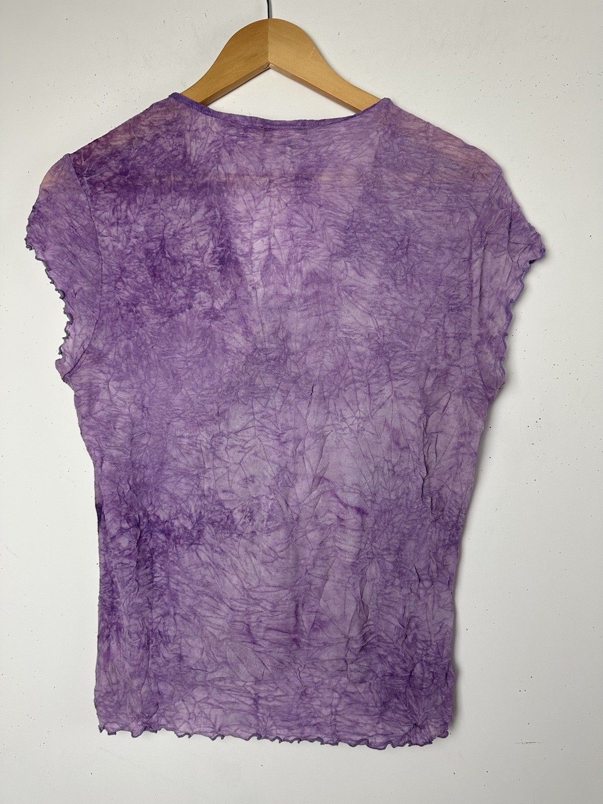 Vtg Y2K Babydoll Top Purple Crinkle Mesh Stretch Whimsigoth Fairy Grunge 90s 1X