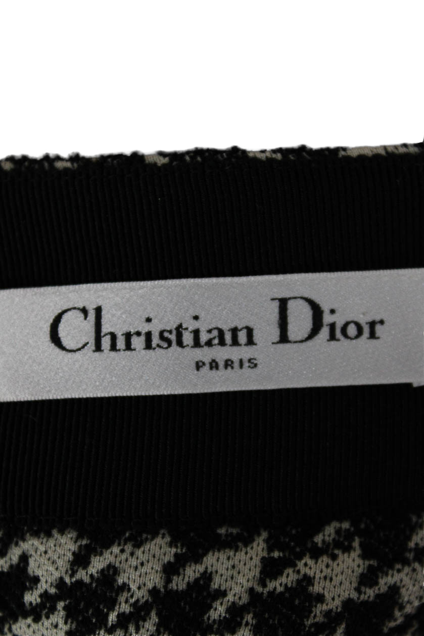Christian Dior Womens Wrap Skirt Black Silk Check Long Size 4