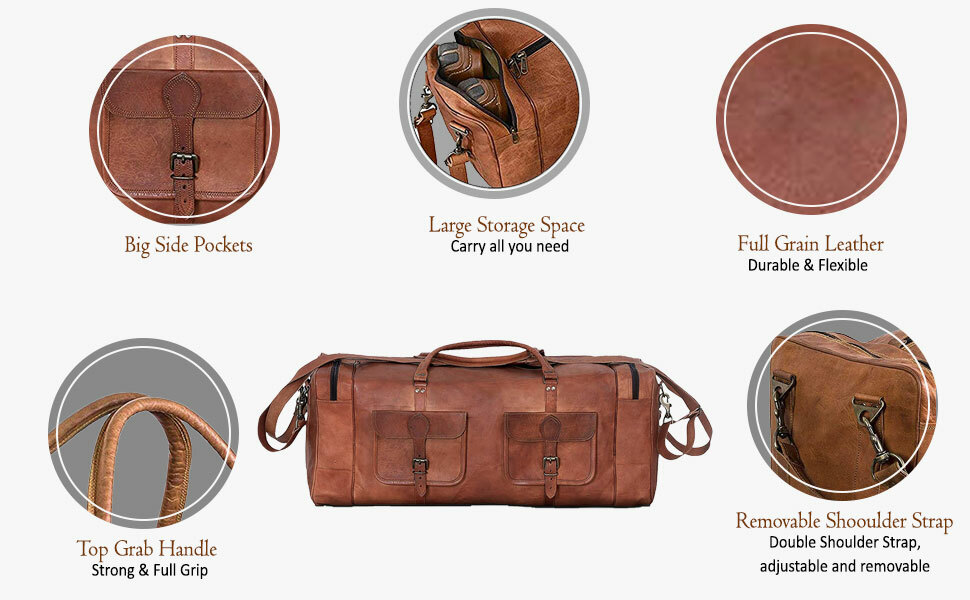 Handmade Leather Duffel Large Travel Gym Sports Overnight Weekender Bag