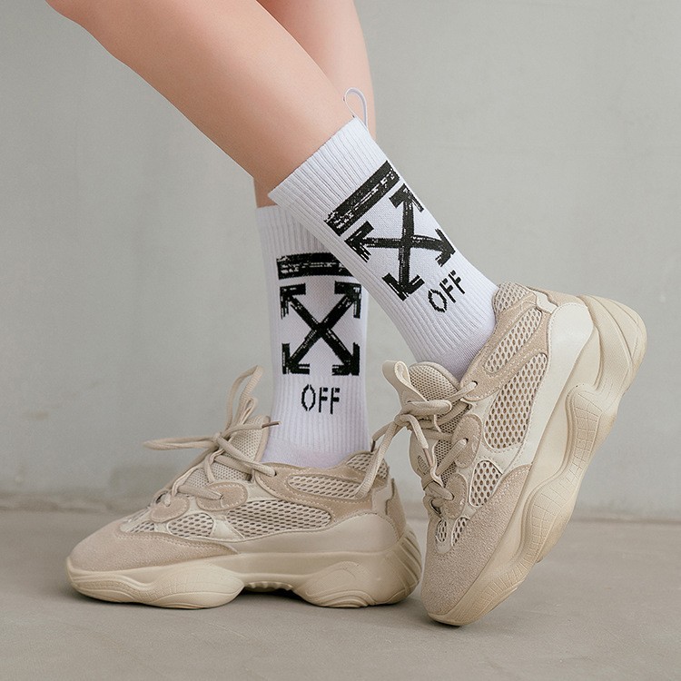 Unisex 2 Pairs Crew Socks Off Arrow Reflective Comfort White XX Athletic Socks