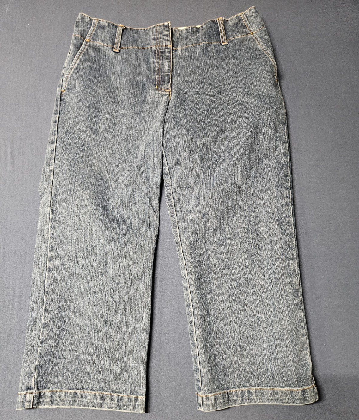 Liz Claiborne Women’s Petite Blue Medium Wash Wide-Leg 5-Pocket Zip Jeans