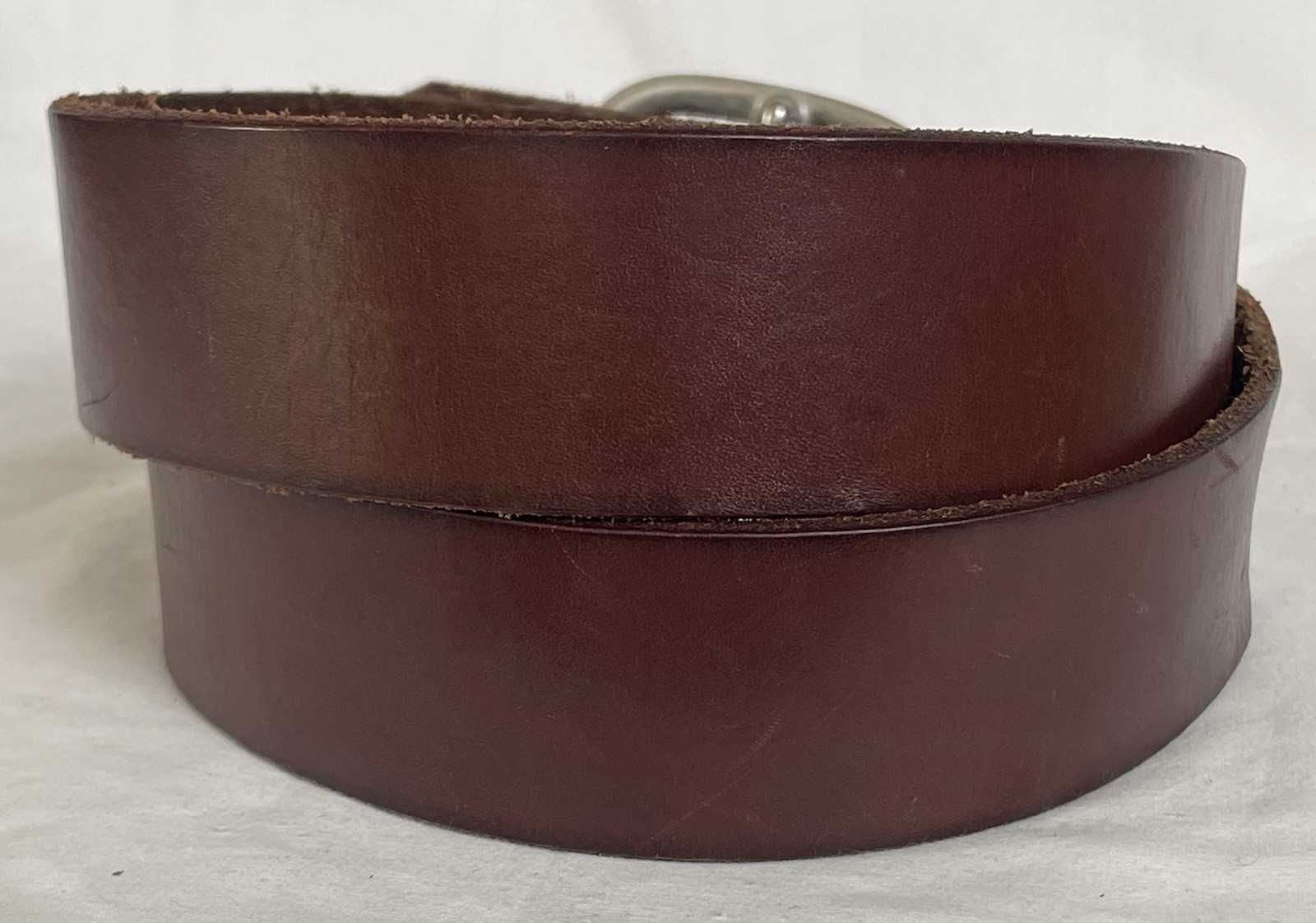 90s Gap Genuine Leather Belt Womens Sz M/34 Brown Brass Oval Buckle