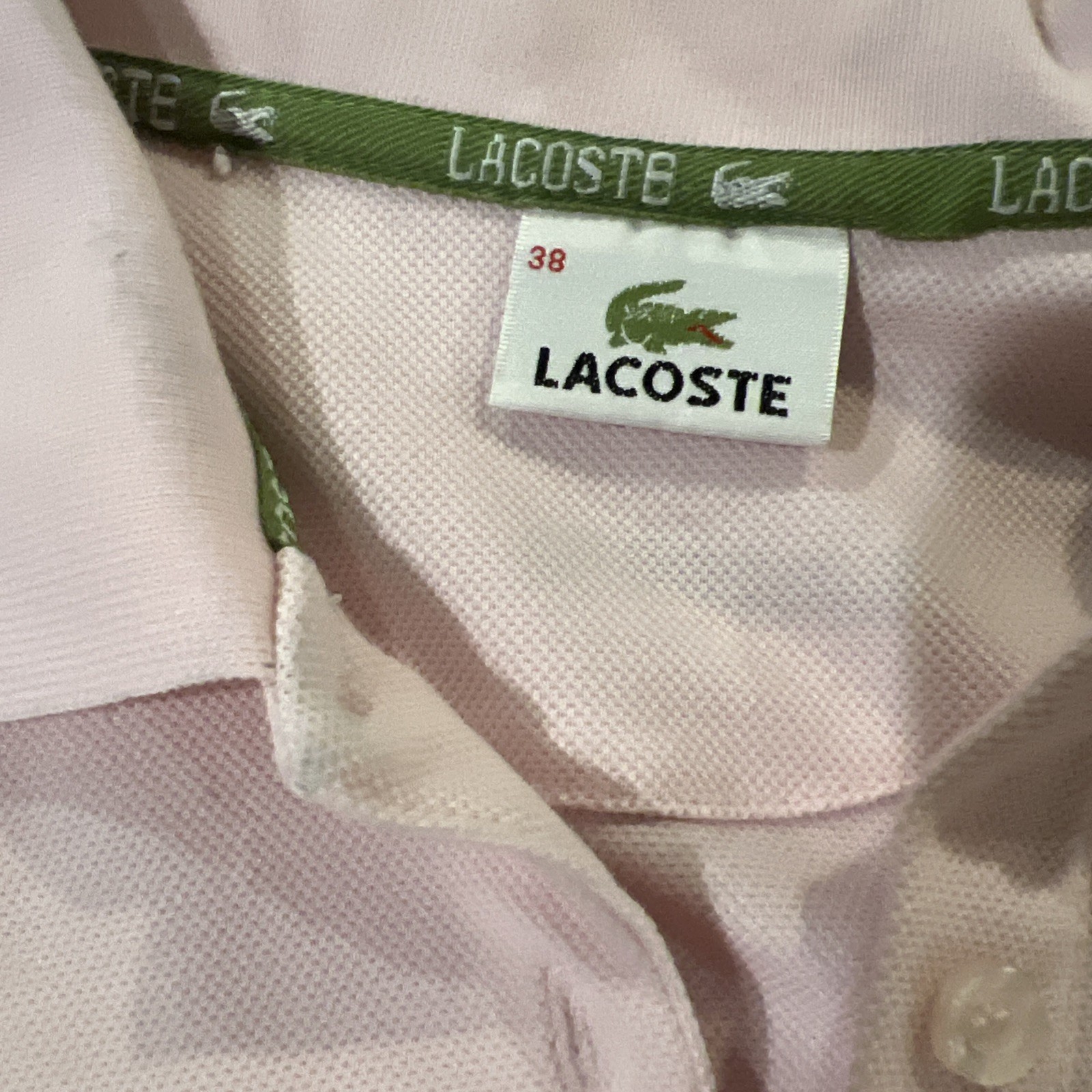 Lacoste Pique Polo Knit Dress Pale Pink 38 Preppy Old Money LACOSTE On Back!