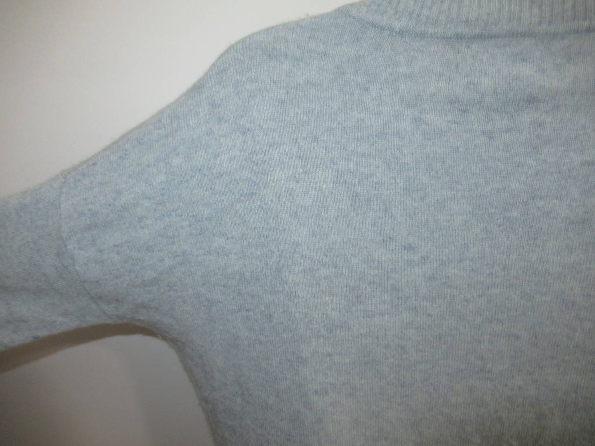 Tahari 100% Cashmere Blue Crew Neck Sweater with Pockets Size S