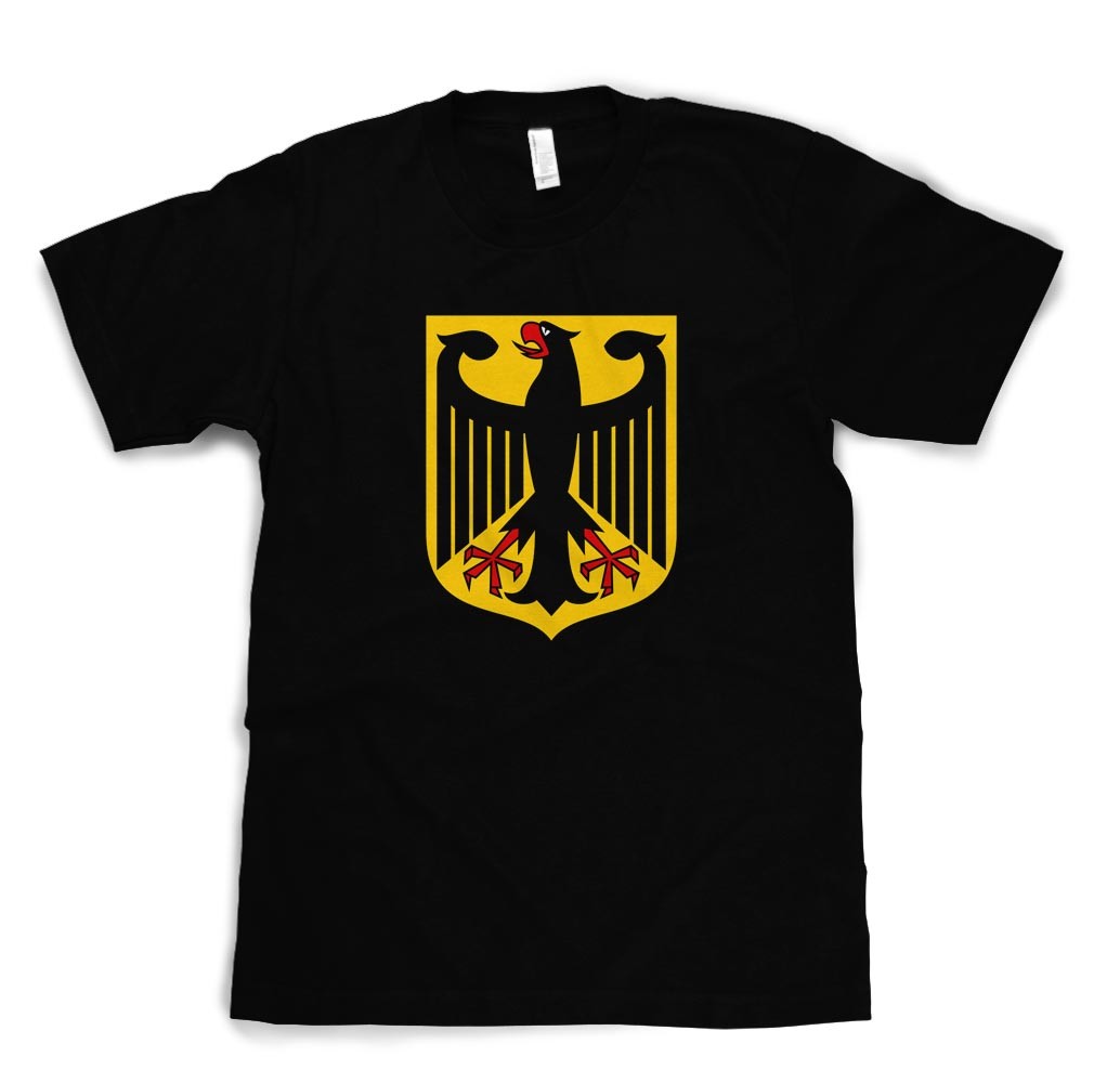 GERMANY DEUTSCHLAND COUNTRY SEAL FLAG Black Cotton Adult Unisex T-Shirt Tee Top