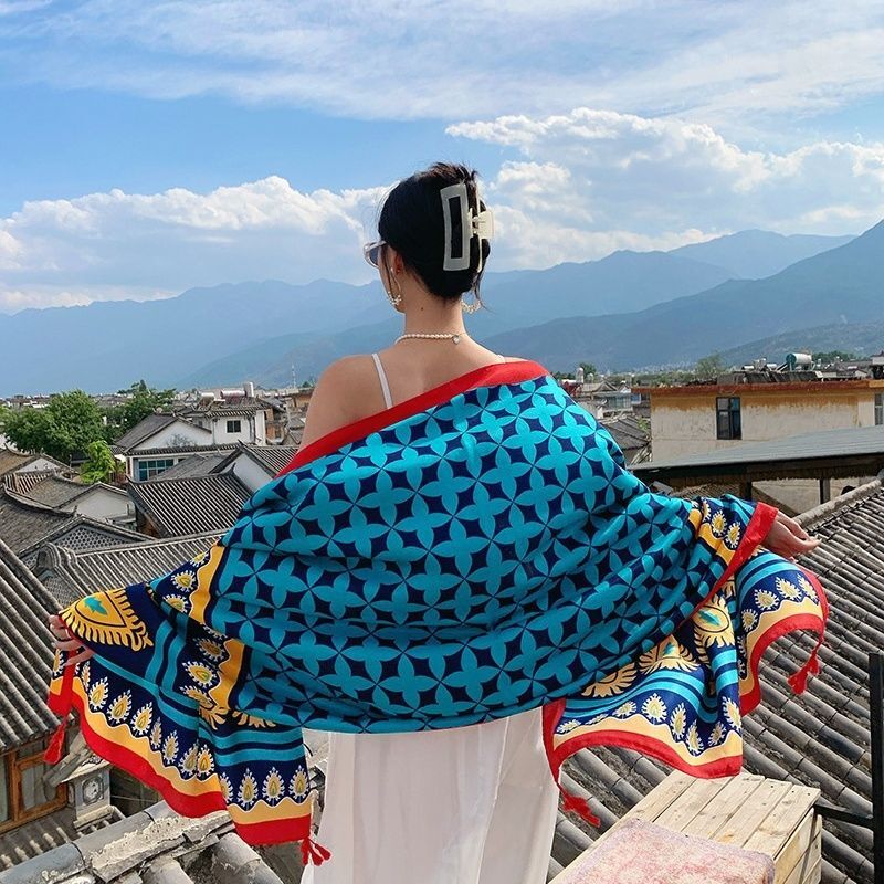 Ethnic Style Scarf Shawl Long Wrap Sunscreen Beach Travel Veil for Women