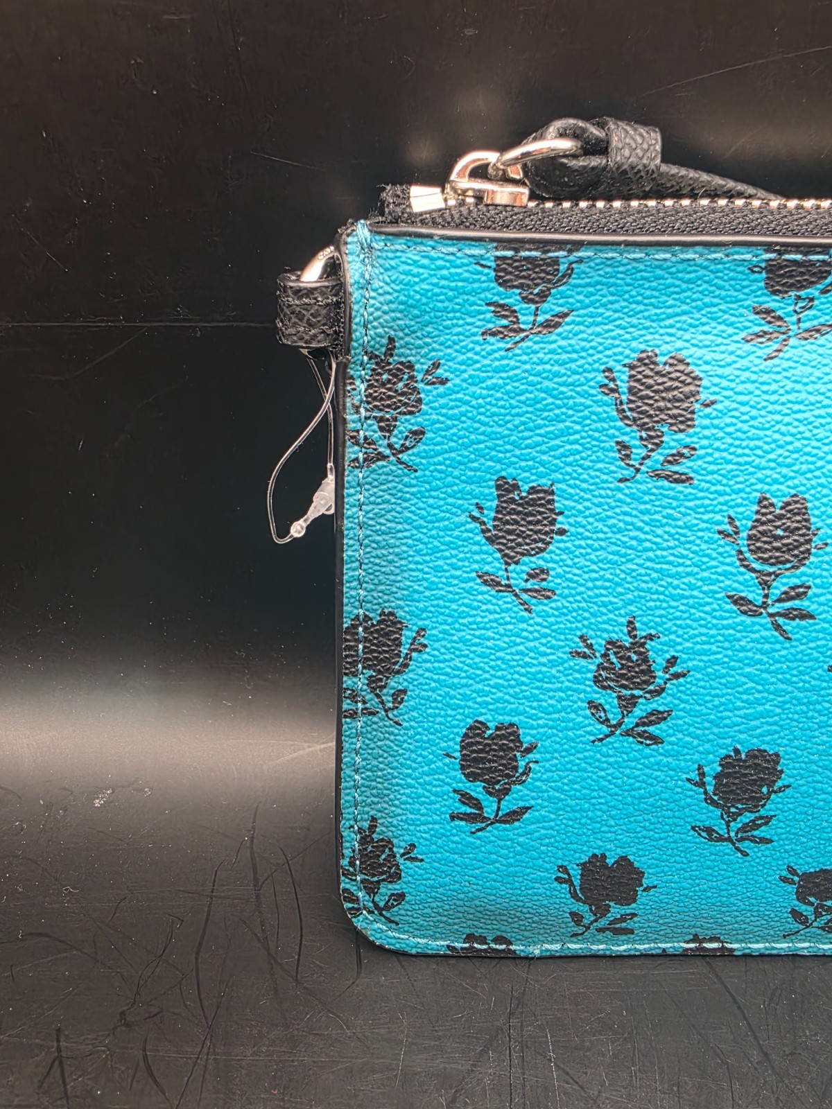 Coach Badlands Floral Teal & Black Wristlet NEW