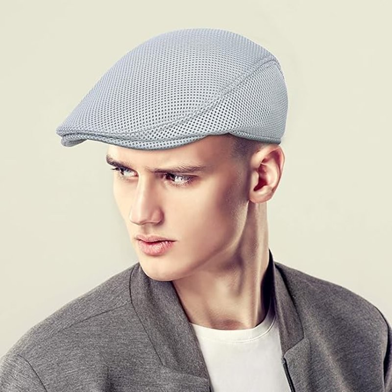 Men’s Mesh Summer Hat Newsboy Beret Gatsby Cap Ivy Hat Golf Sun Flat Cabbie US