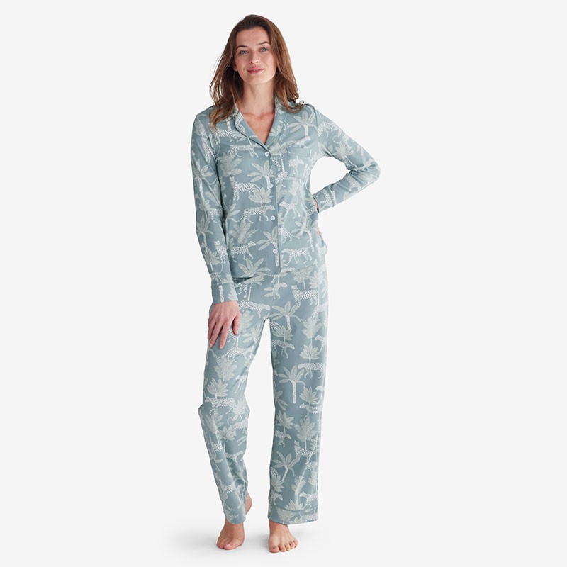 Printed Pima Cotton Women’s Button-Down Pajama Set