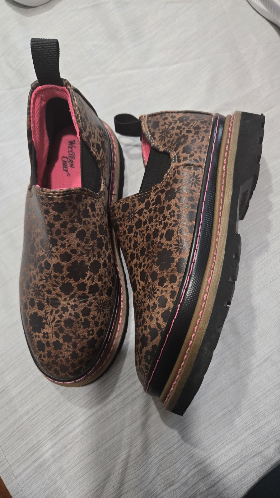 Western Chief Women’s Brown Floral Slip-On Flats, Synthetic, Size 9