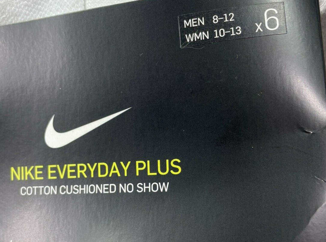 Authentic NIKE / NO SHOW Socks / 6 Pack / Men’s 8-12 / Woman’s 10-13 / WHITE