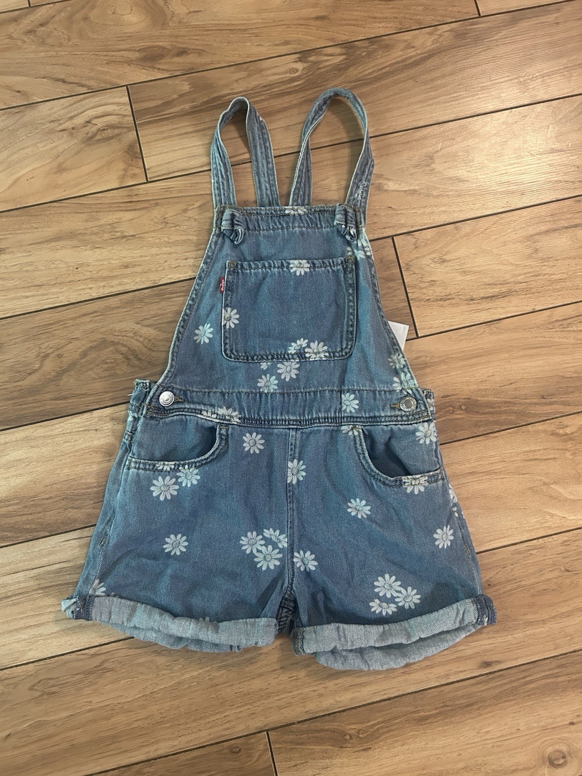 Levi’s Shortalls sz 10 Reg Relaxed Girls Shorts Overalls flower pattern Summer