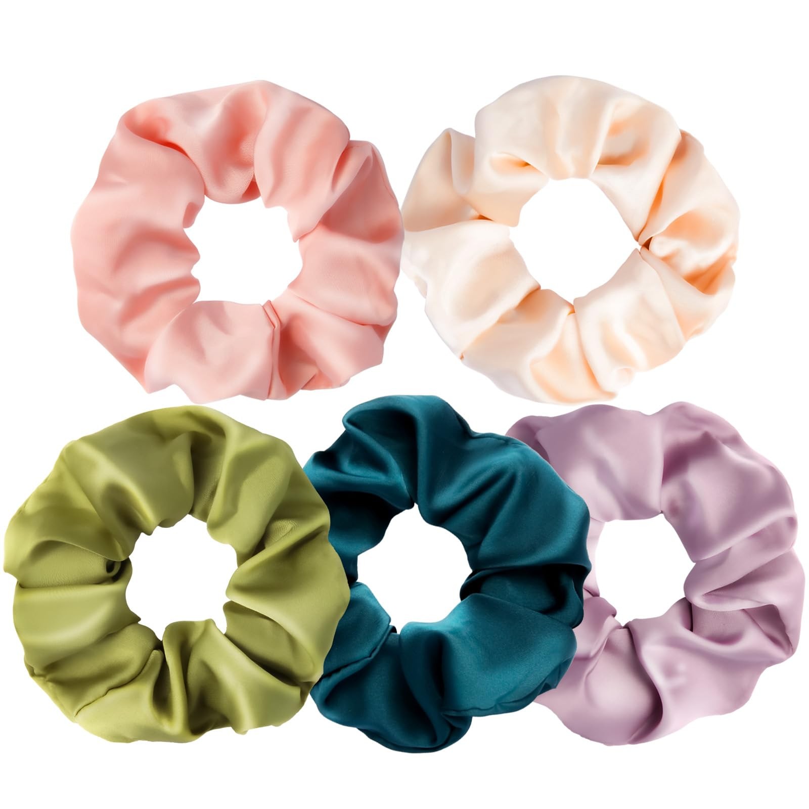 5Pcs Mulberry Silk Hair Ties,Silk Hair Scrunchies for Frizz & Breakage Preven…