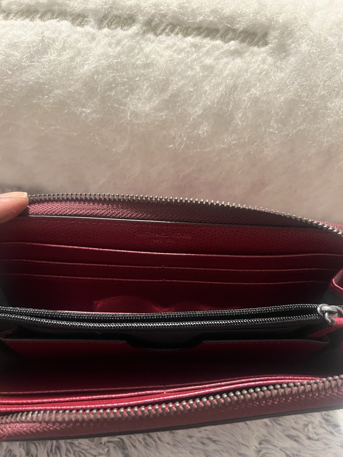 Michael Kors Women’s Red Zip-Around Wallet, Logo Zipper, Credit Card Slots