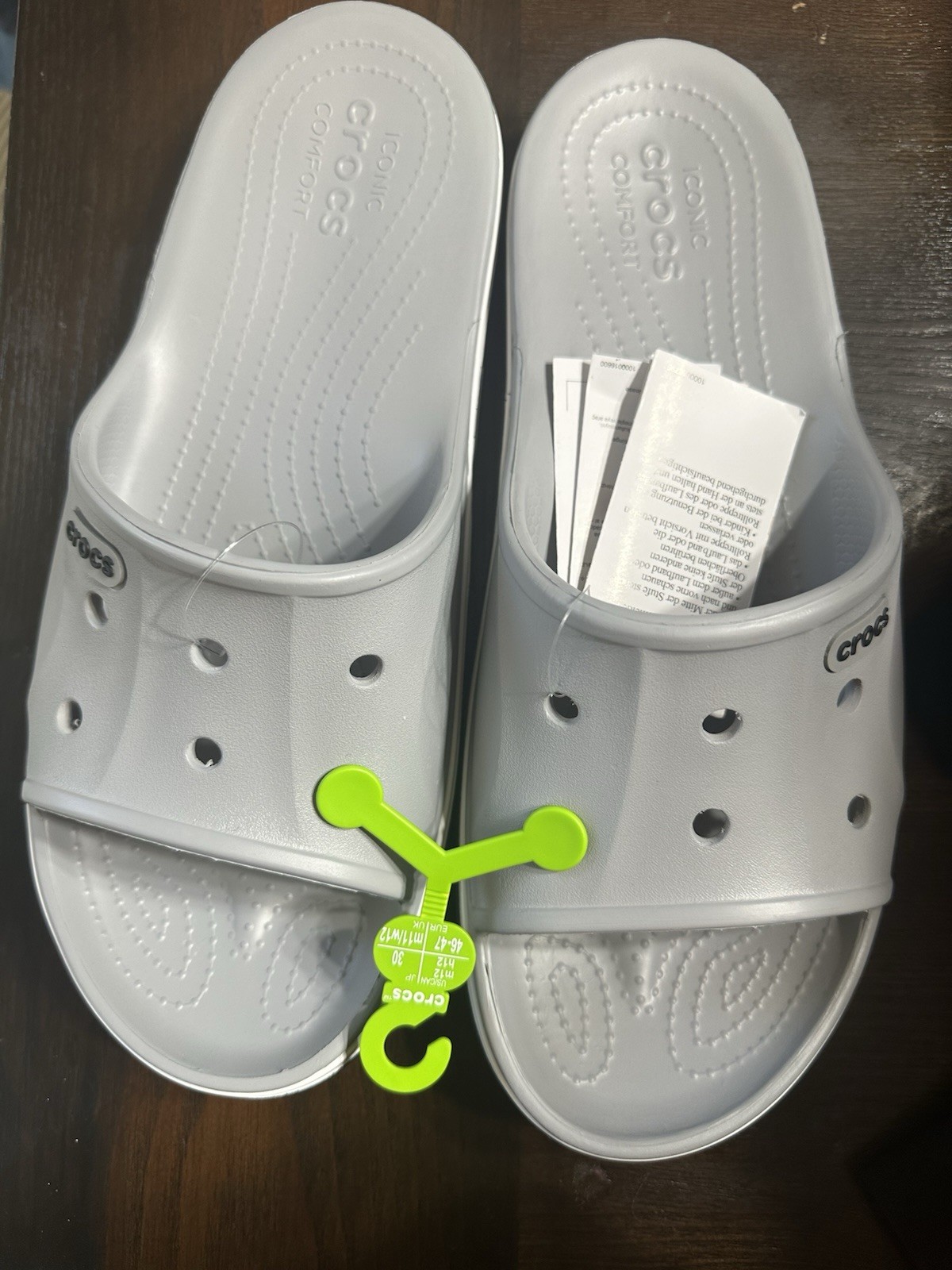 Crocs Bayaband Slide Men’s Sandals Gray Comfort Lightweight Size 12 Synthetic