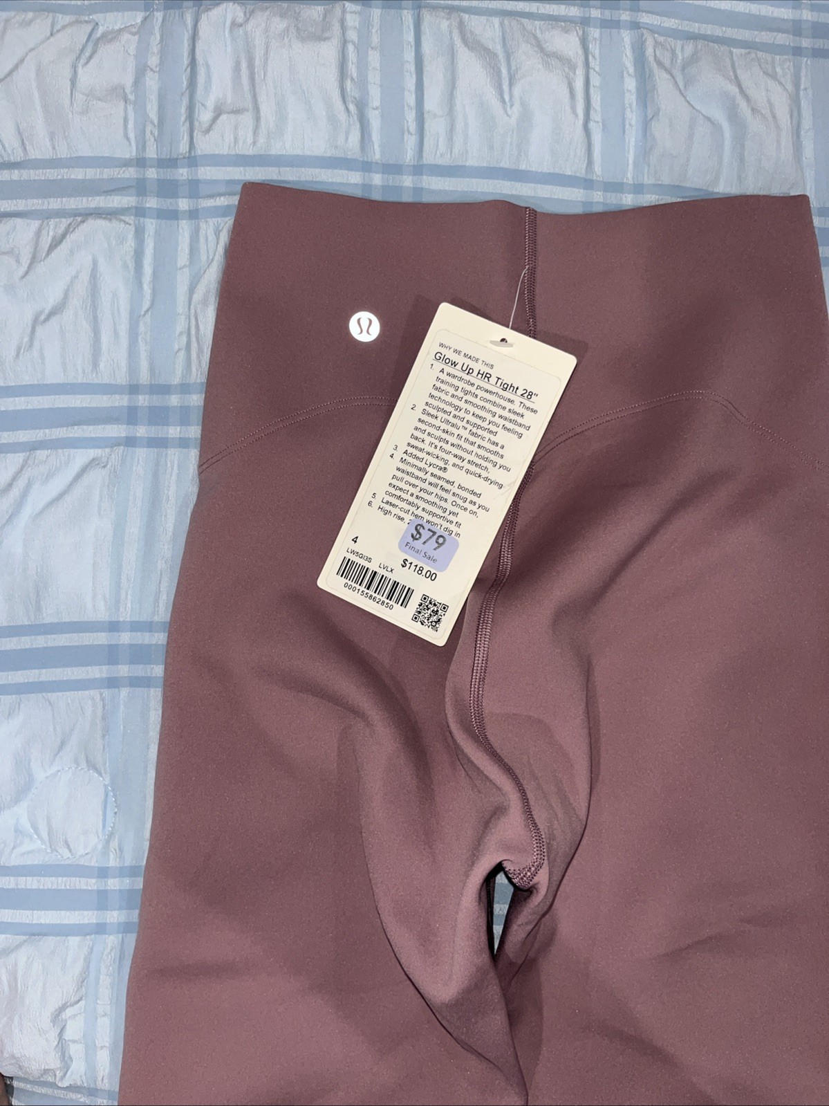 Women’s LULULEMON Glow Up HR SIZE 4 28in Inseam NWT lavender Lux