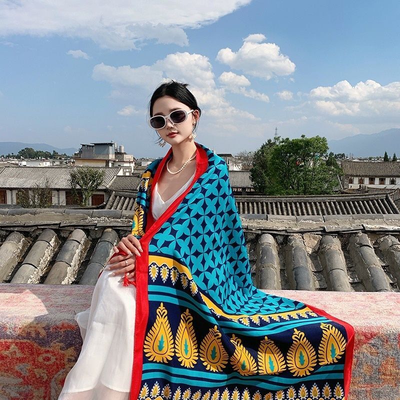 Ethnic Style Scarf Shawl Long Wrap Sunscreen Beach Travel Veil for Women
