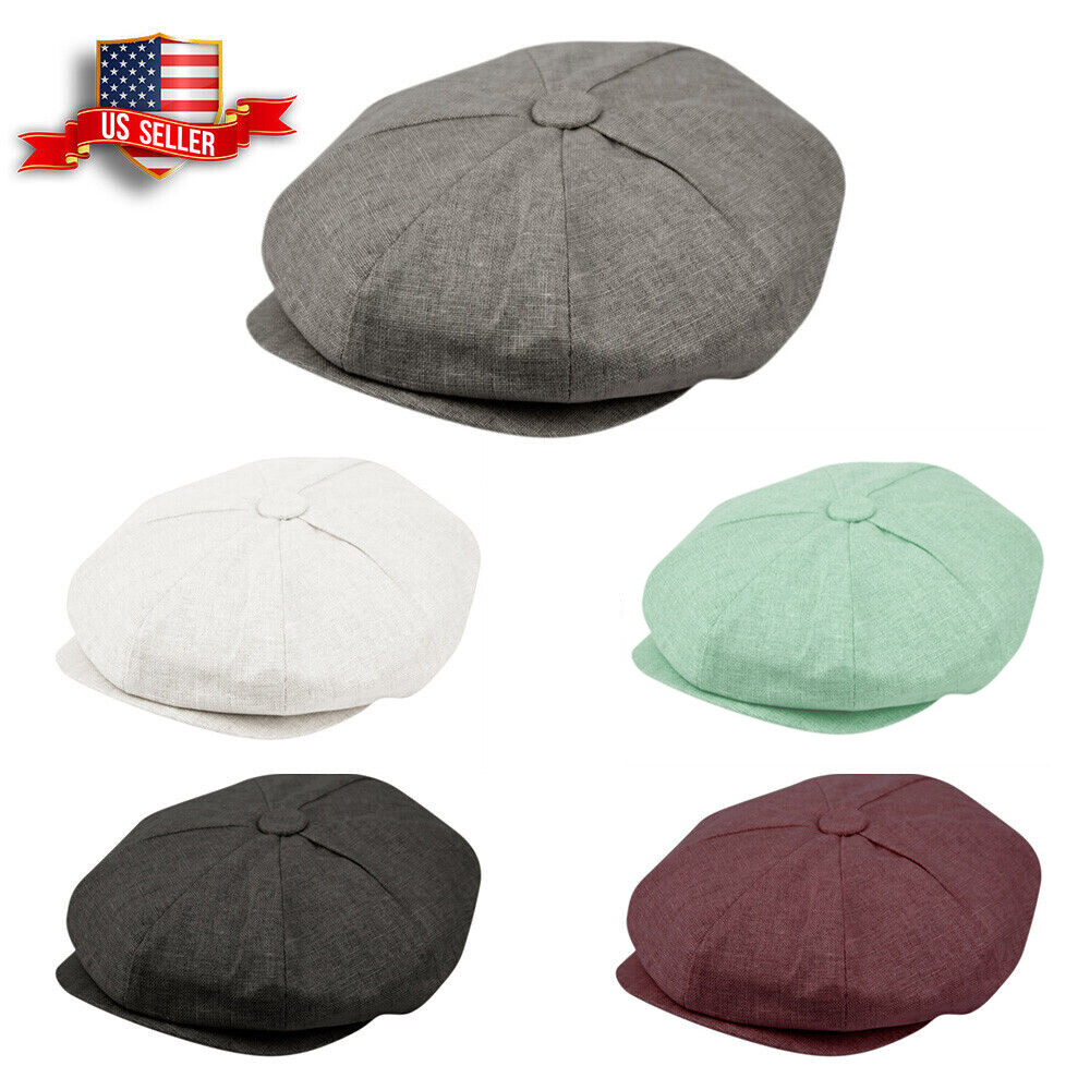 Fashion Men’s Linen 8 Panel Applejack Gatsby Newsboy Ivy Hat Spring Summer Golf