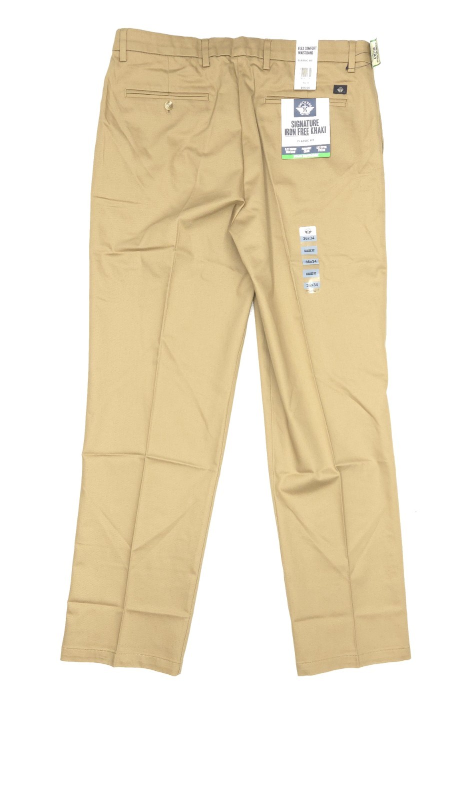 Dockers Pants Mens 36×34 Khaki Signature Iron Free Classic Fit Stretch New