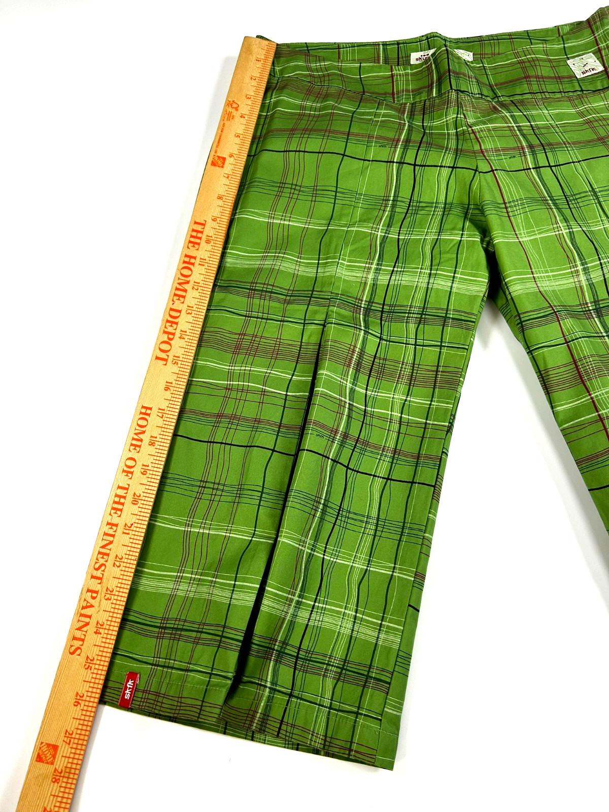 Skunk Funk Elisenda Womens Green Bermuda Plaid Knicker Pants Size 5 NWT Side Zip