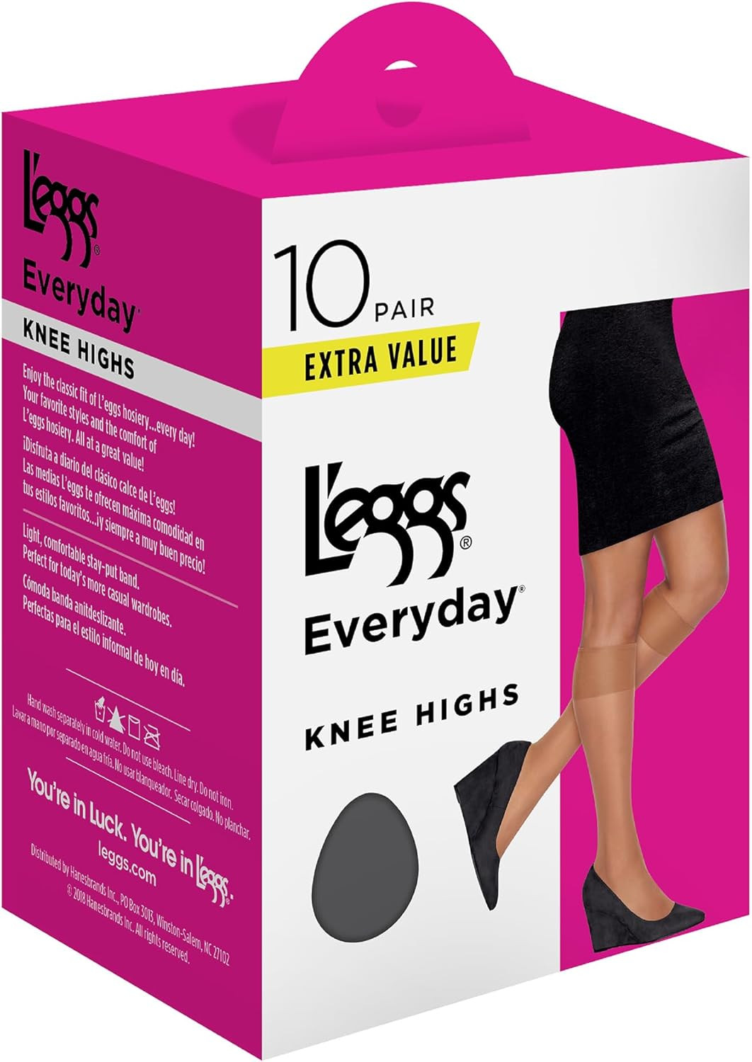 L’Eggs Everyday Women’S Knee High Stockings, Reinforced Toe, 100% Nylon, One Siz