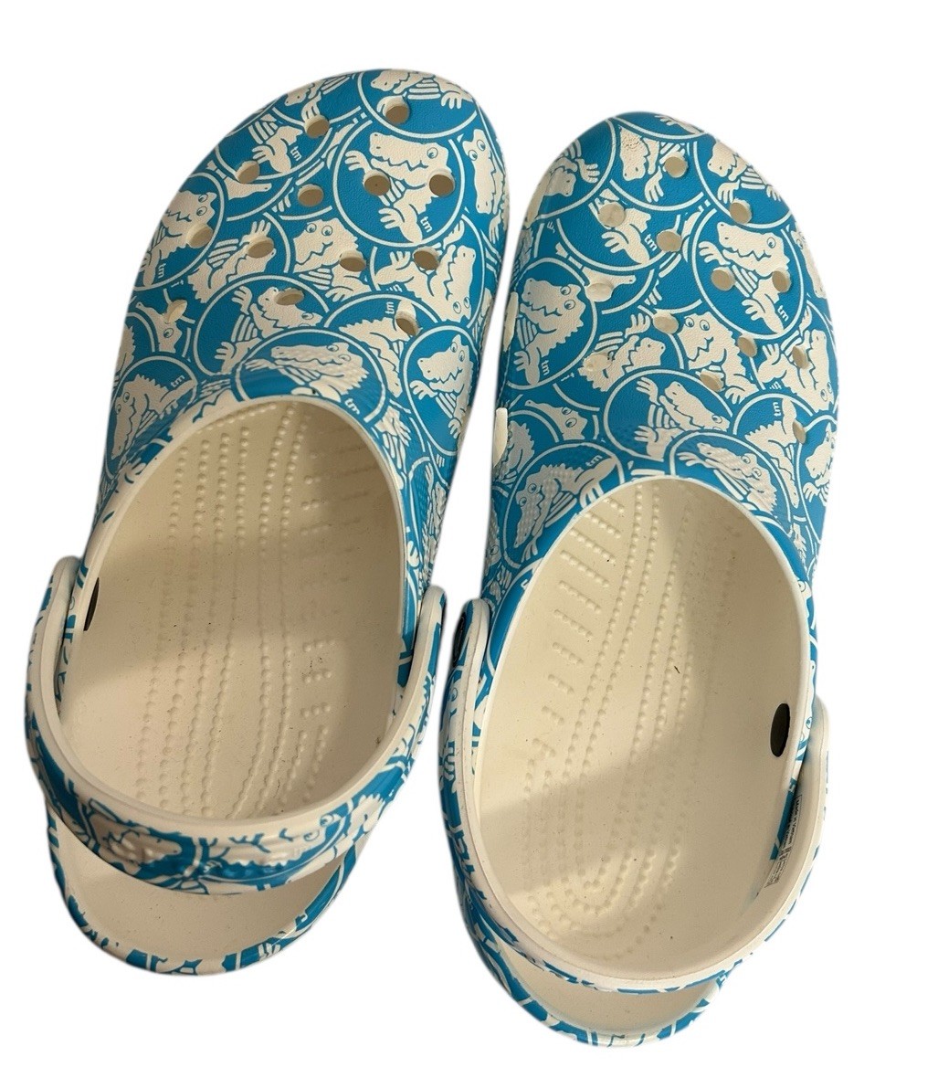 Crocs Crocodile Adult Classic Duke Print Clogs Blue White Women’s 11 Men’s 9