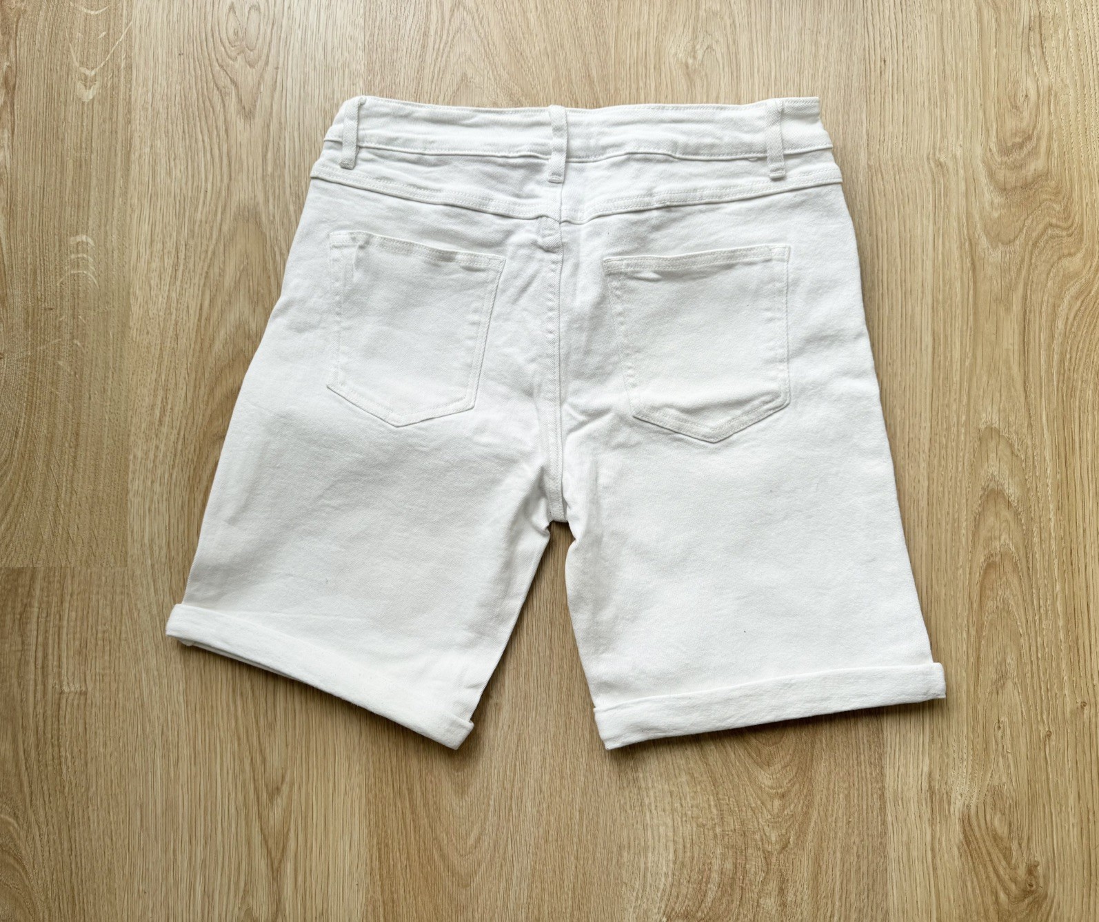 Roman White Cotton Stretch Shorts with Turn Up Hem Size UK 14