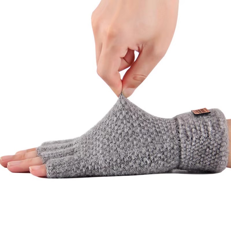 Winter Alpaca Wool Fingerless Gloves Thermal Men Knitted Half Finger Mitten Lot