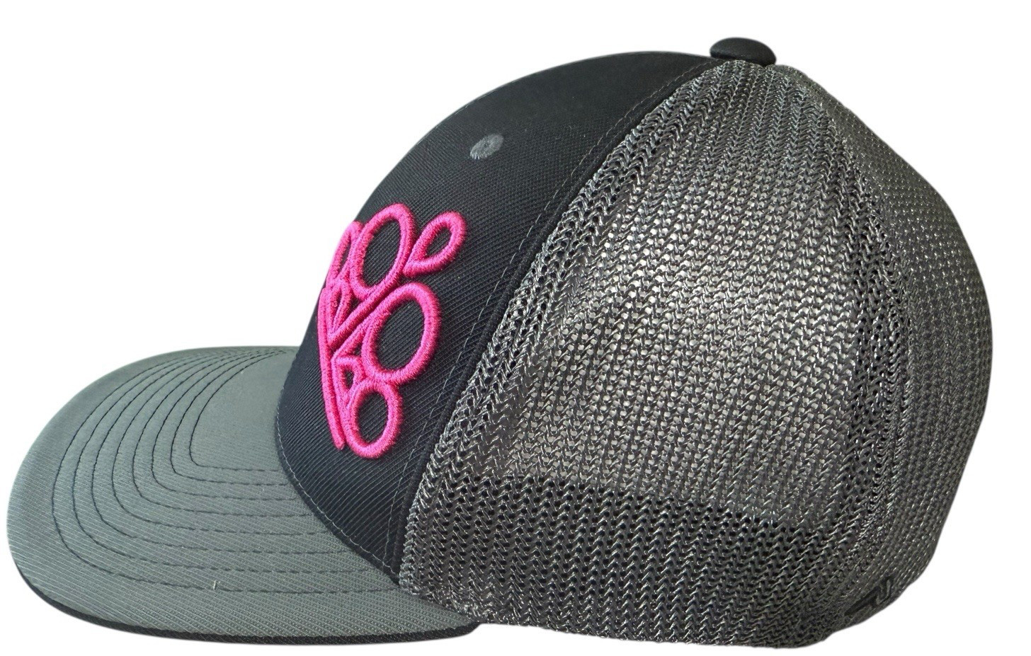 Pacific Headwear Paparazzi Cap Hat Fitted S/M Mesh Black Gray Poly Nylon Cotton