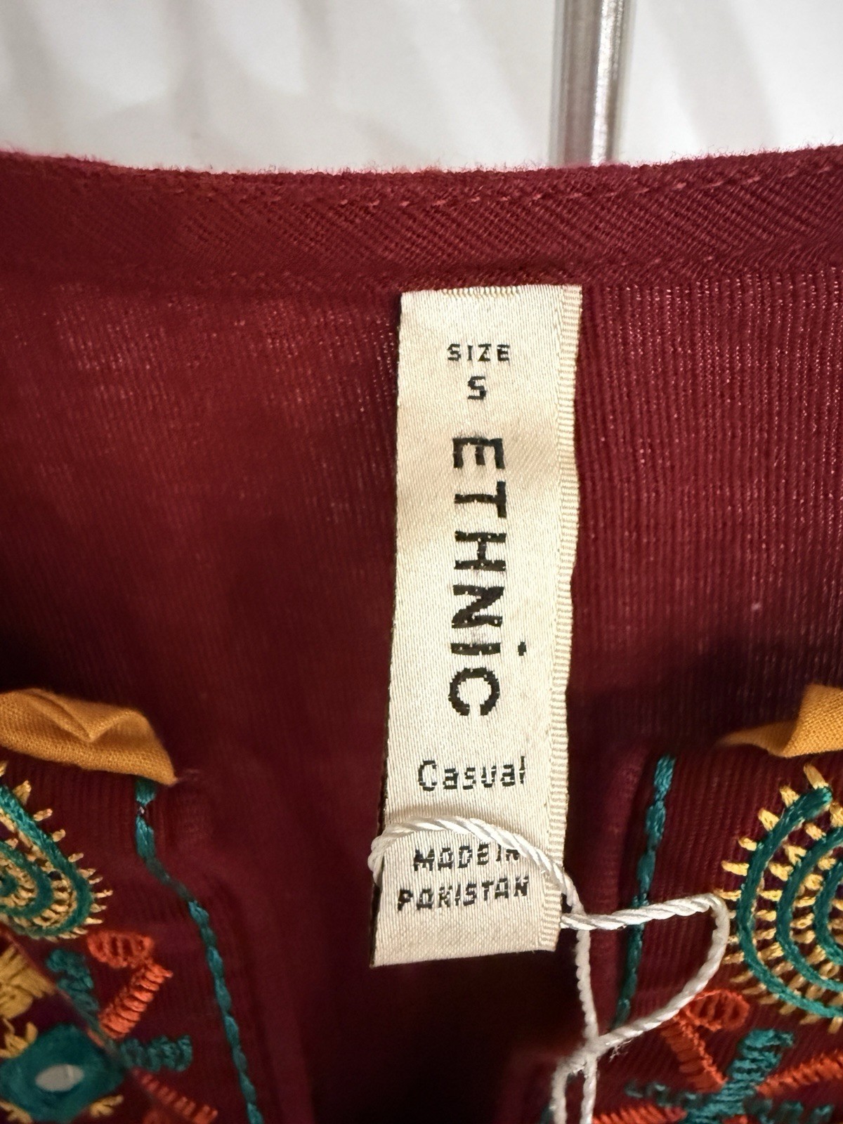 Ethnic casual pret maroon pakistani desi kurti Shirt size small