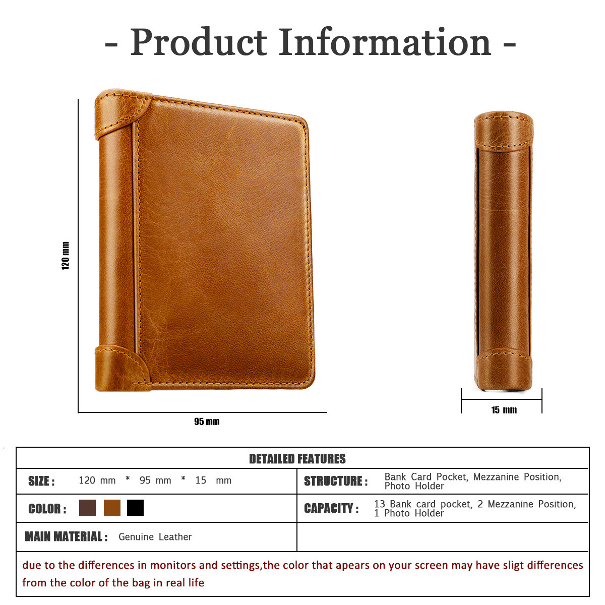 Genuine Leather Wallets For Men Slim Minimalist Trifold Wallet RFID Blocking