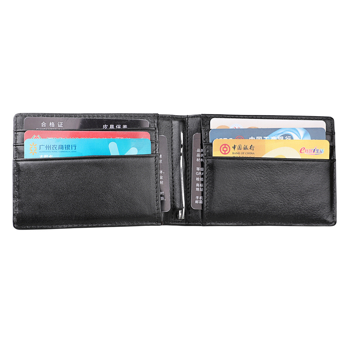 Mens Minimalist Money Clip Slim Bifold RFID Blocking Leather Front Pocket Wallet