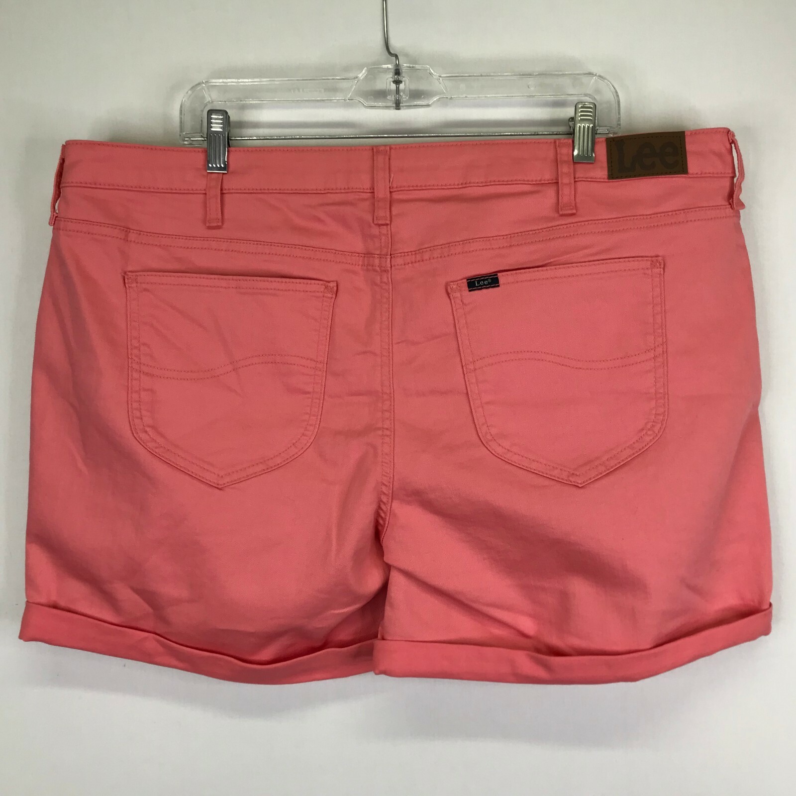 Lee Mid Rise Regular Fit Denim Shorts Pink Persimmon Stretch Womens Size 22M