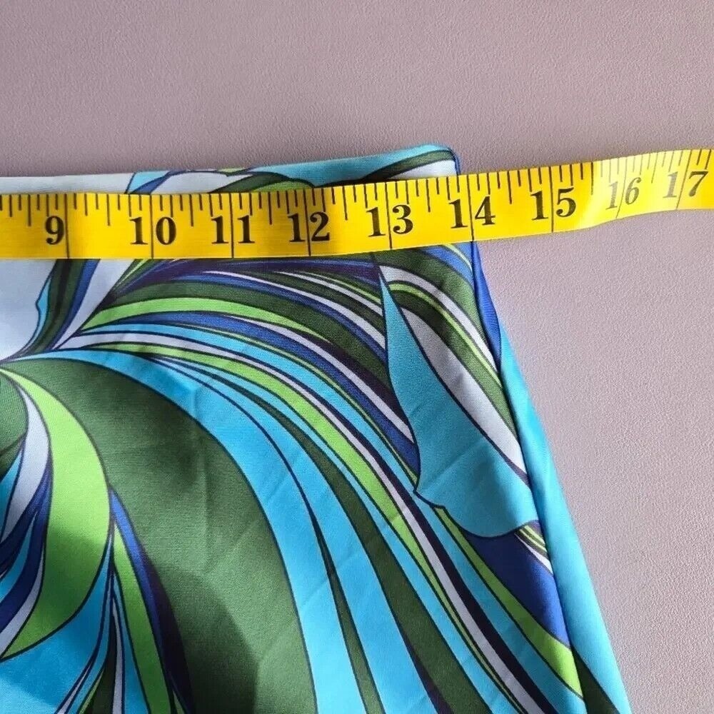 House of Harlow Blue Green Swirl Fringe Skirt Set Size XS Retro Luxe Miami Chic