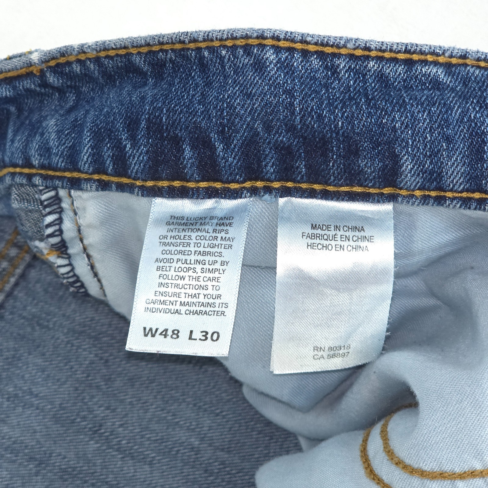 Lucky Brand Athletic Fit Jeans Mens 48×28 (48×30) Whiskers Medium Wash Faded