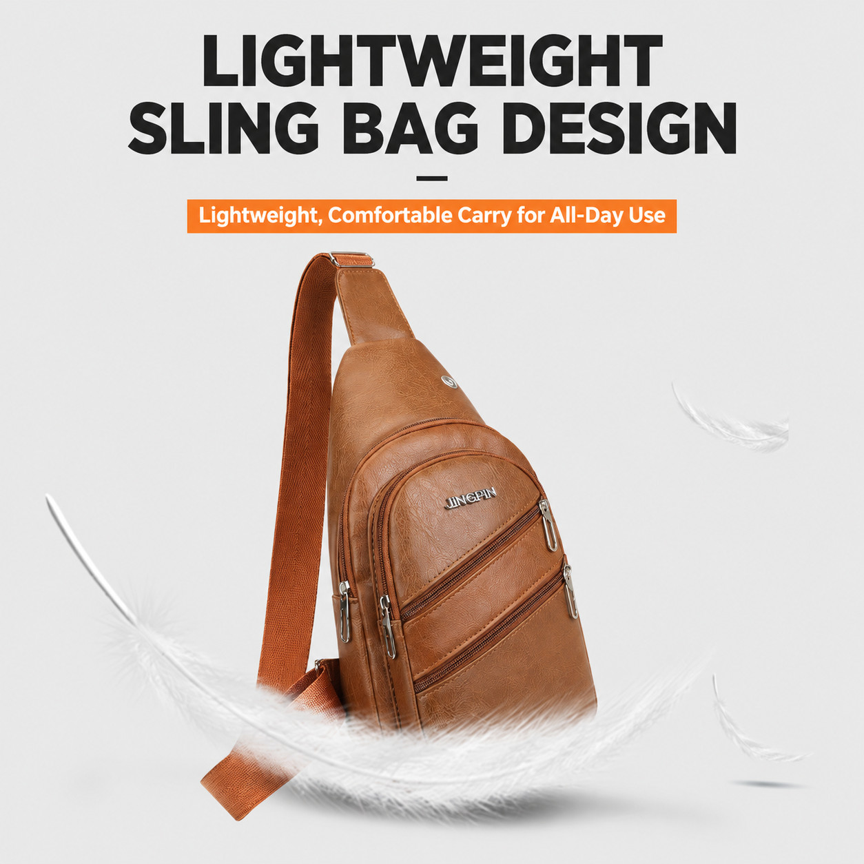 Men’s Leather Sling Bag Chest Pack Crossbody Shoulder Backpack USB Earphone Port