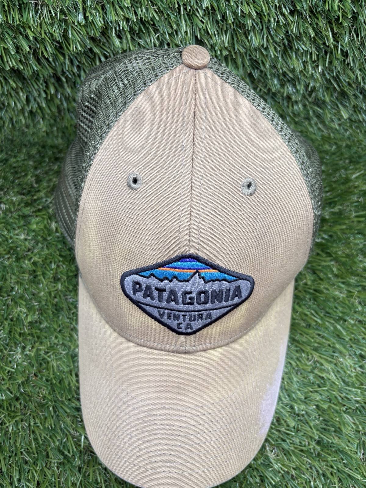 Patagonia Lo Pro Trucker Hat Logo Mesh Cap Seafoam Green and Blue Snapback