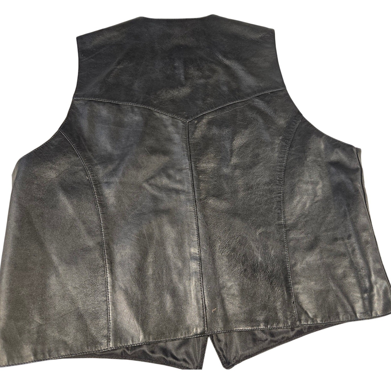 California L.A. Leather Mens Blk Genuine Leather Biker Vest XL Regular RN 20849