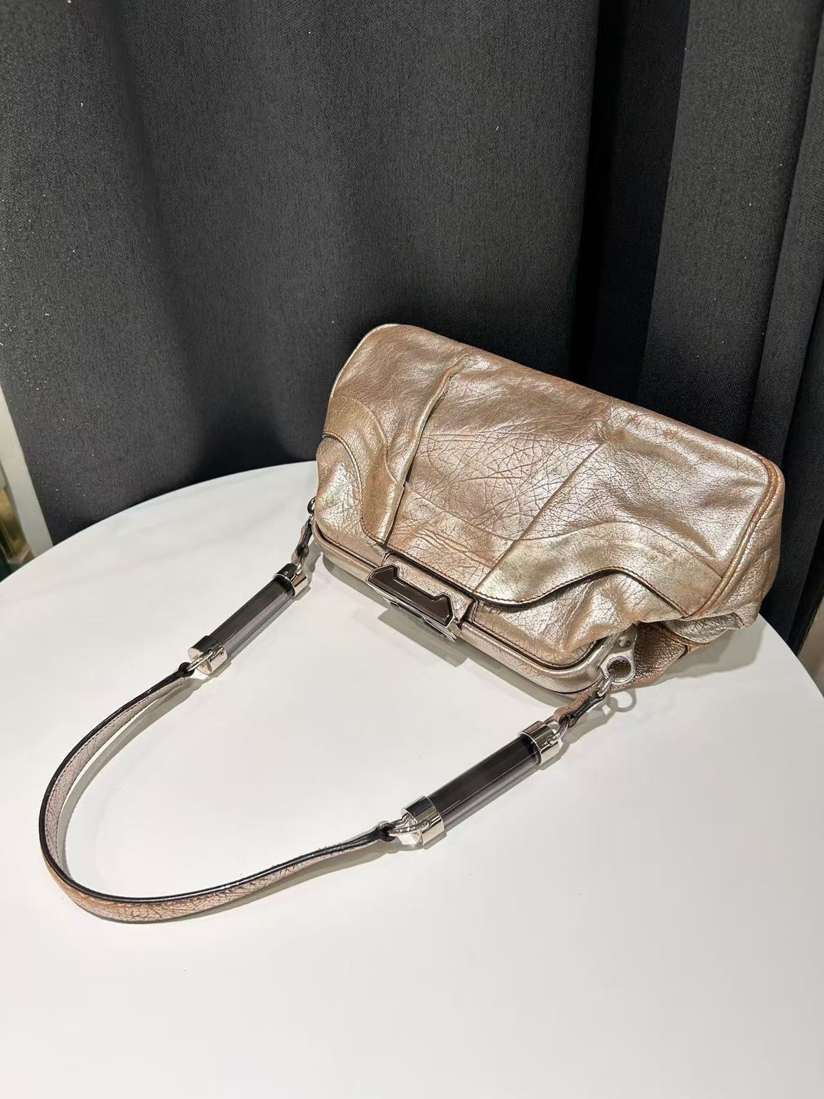 Celine Handbag Doctor Kelly Vintage Gold Leather France