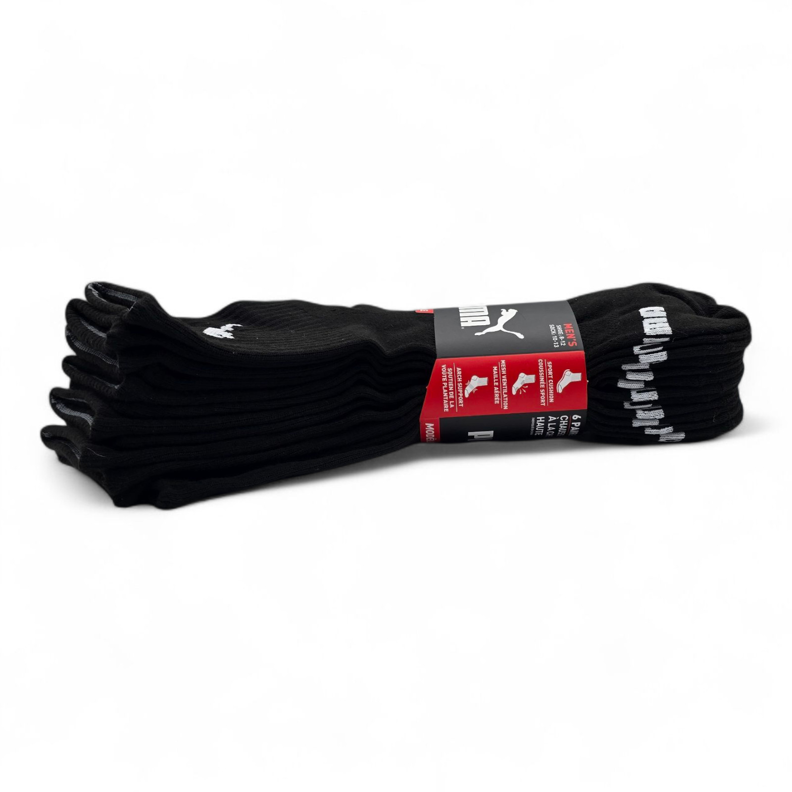 Puma Men’s Quarter High Mid High Athletic Socks 6 Pairs