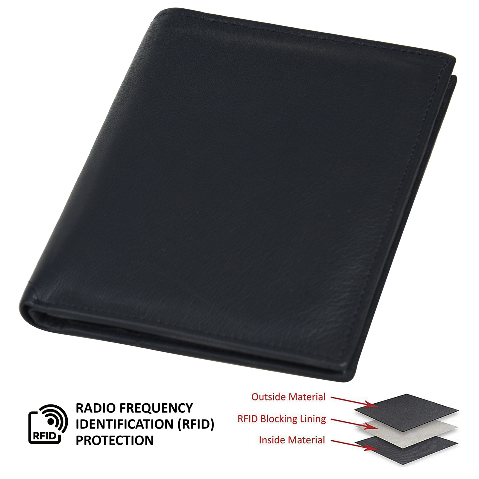 Leatherboss Mens Wallet Genuine Leather RFID Bifold Large Capacity Card Holder