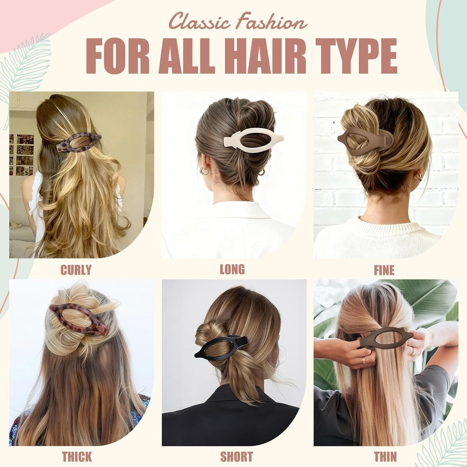 Flat Hair Clips for Women – 6 PCS French Flat Claw Clips Medium Hair Clips for G