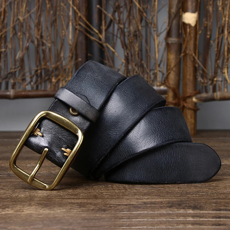 3.8CM Thick Cowhide Genuine Leather Belt Jeans Belt for Men Retro Strap Cintos