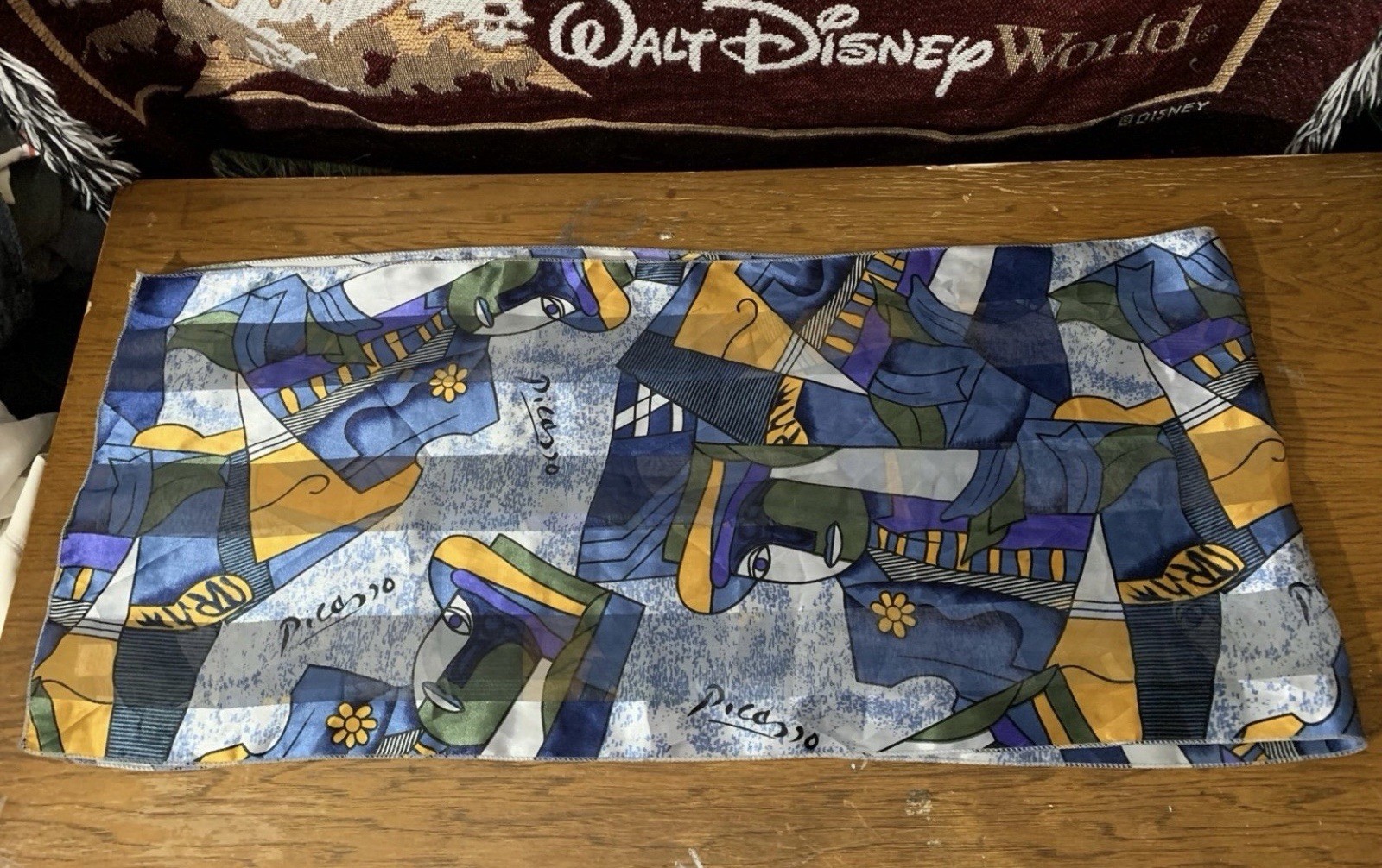 13.5″x60″ Picasso BLUE MULTICOLOR POLYESTER HANDROLLED SCARF SHAWL WRAP