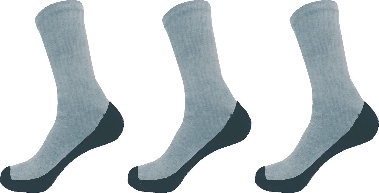 3 6 12 Pairs Men’s Grey Cotton Crew Socks Works Sports Size 9-11, 10-13, 13-15