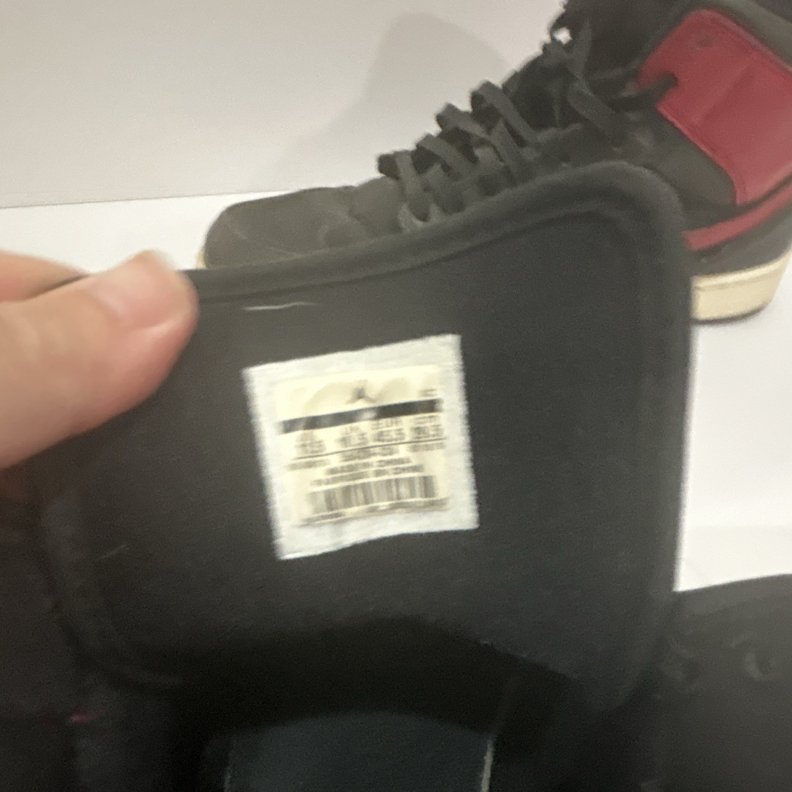 Jordan Men’s Mid Top Sneaker Black/Red Colorblock Leather Lace-Up Rubber