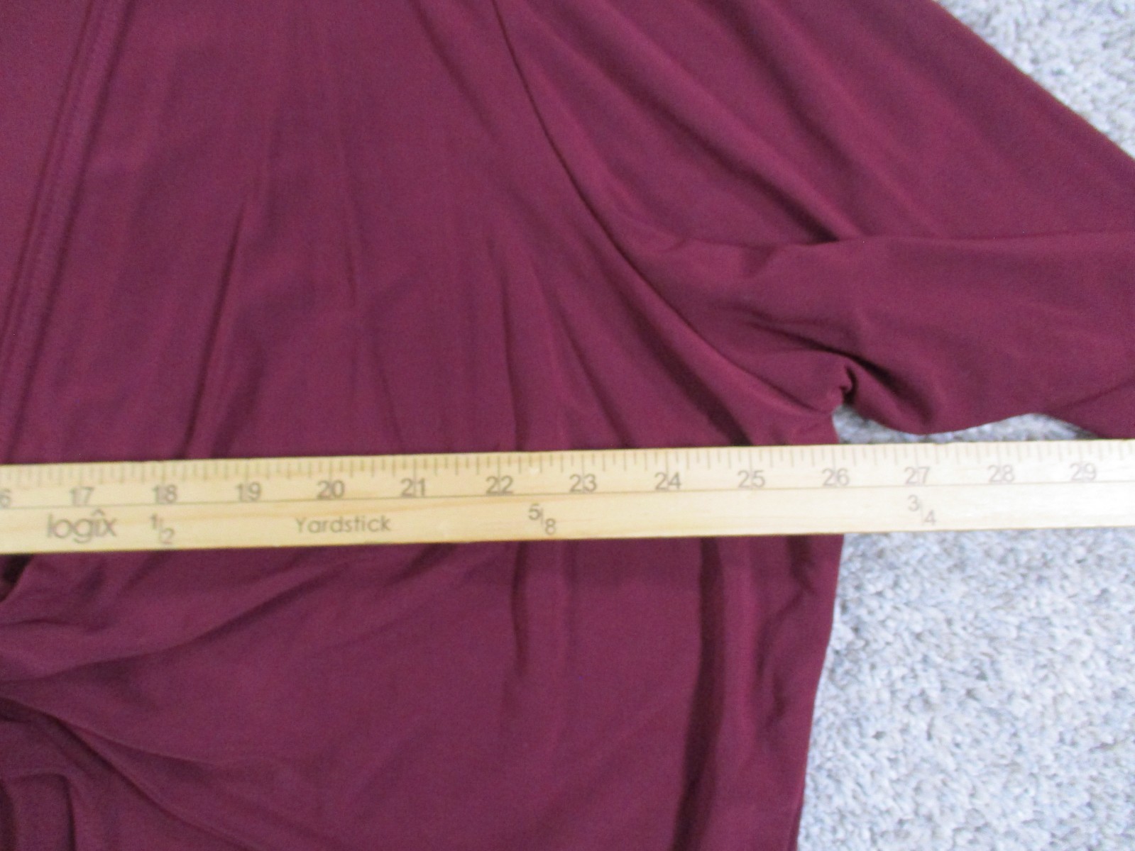 Hot Kiss 26/28W Womens Long Sleeve Shirt Cropped Polyester Spandex Red Wine NWOT