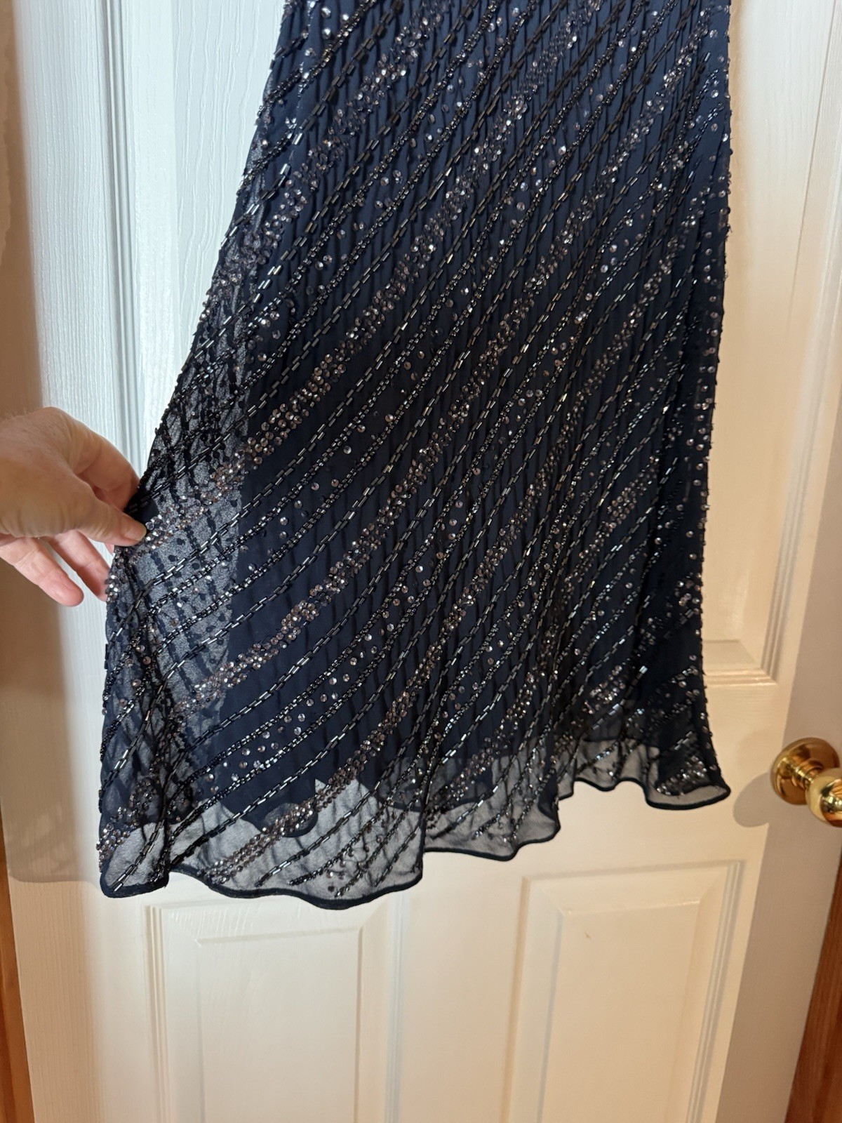 Adrianna Papell Women’s Sleeveless Beaded Navy Cocktail Dress NWT Size 12