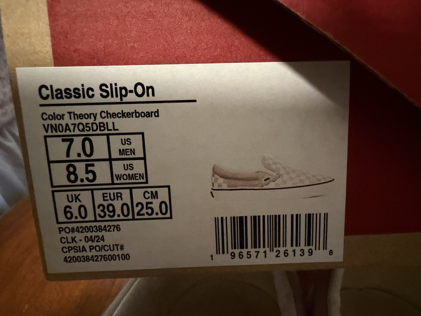 VANS Classic Slip-On Color Theory Checkerboard Beige/White Low Top VN0A7Q5DBLL