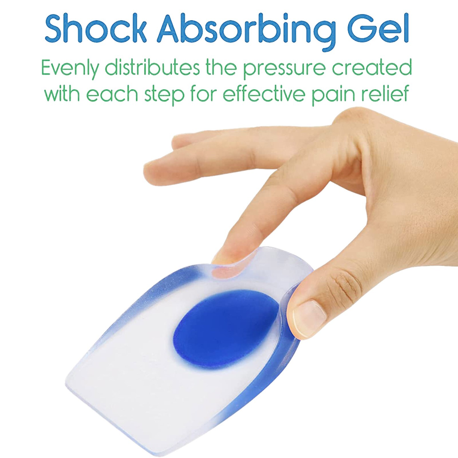 1 Pair Heel Support Gel Silicone Cushion Orthotic Insole Plantar Care Heel Cups